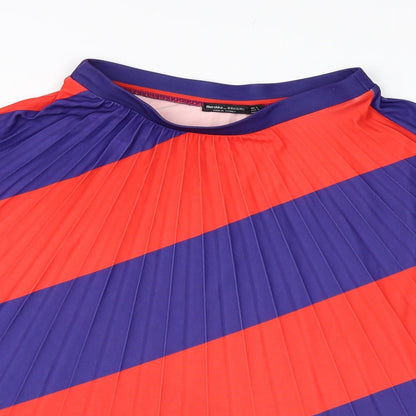 Bershka Womens Multicoloured Striped  Pleated Skirt Size S