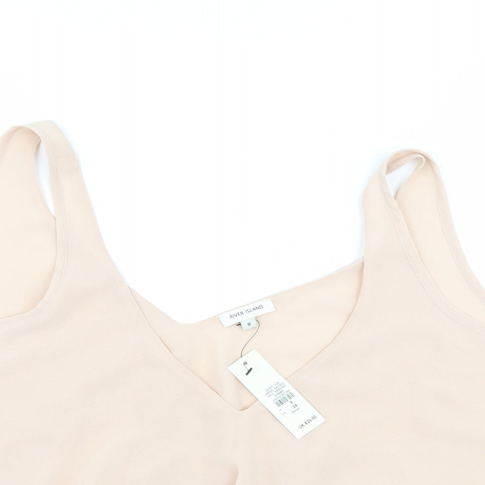 Womens UK Size 8 River Island Pink Cropped Tank