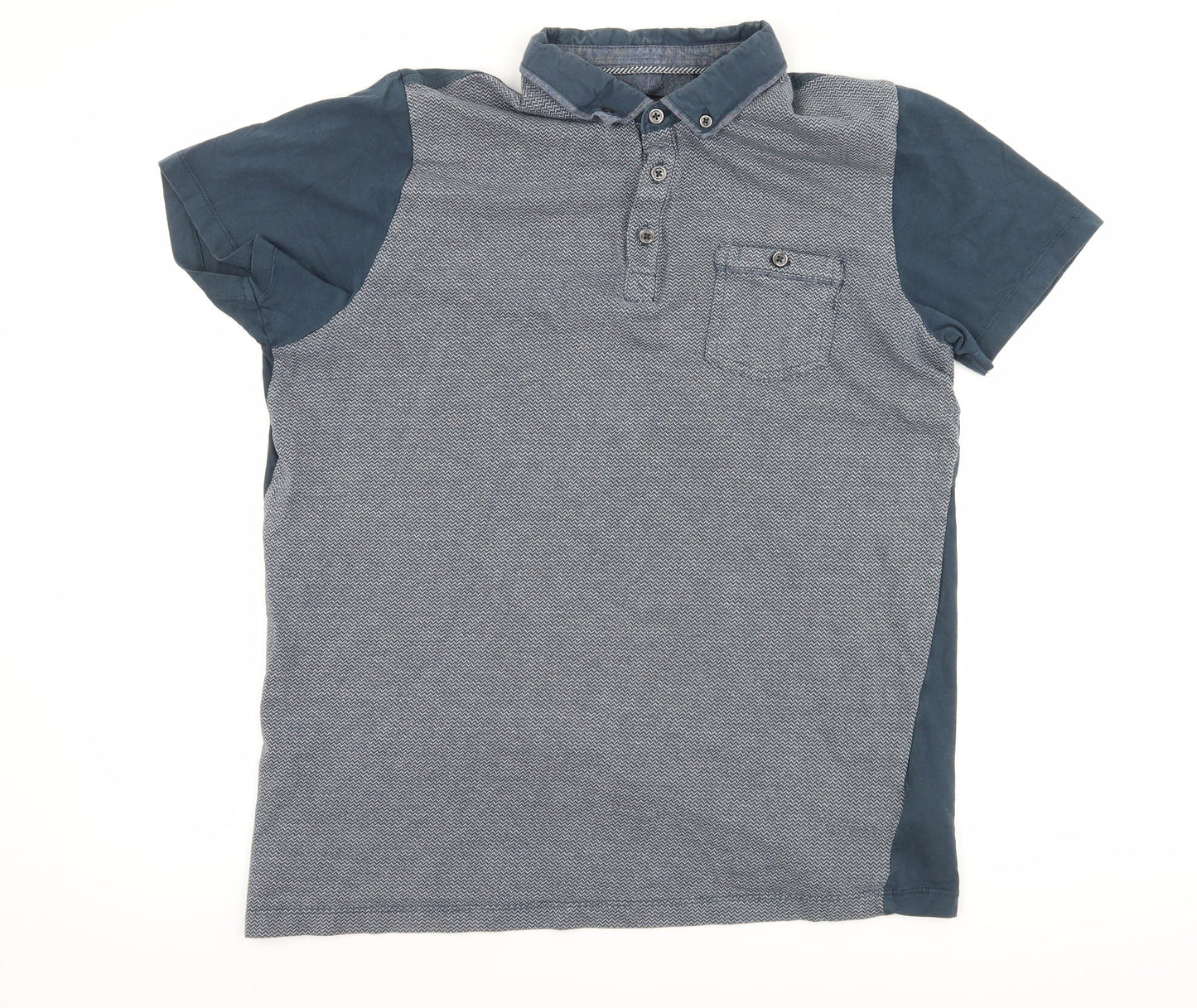 Matalan Mens Blue Geometric   Polo Size L