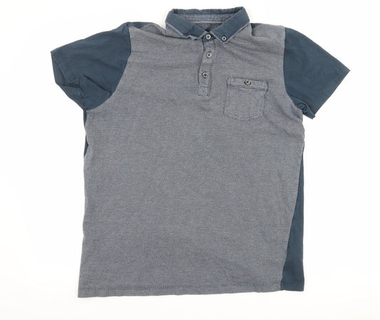 Matalan Mens Blue Geometric   Polo Size L