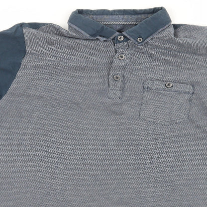Matalan Mens Blue Geometric   Polo Size L