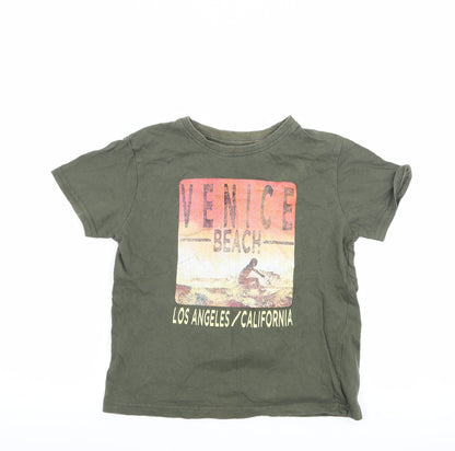 Primark Boys Green   Basic T-Shirt Size 6-7 Years  - Venice Beach California