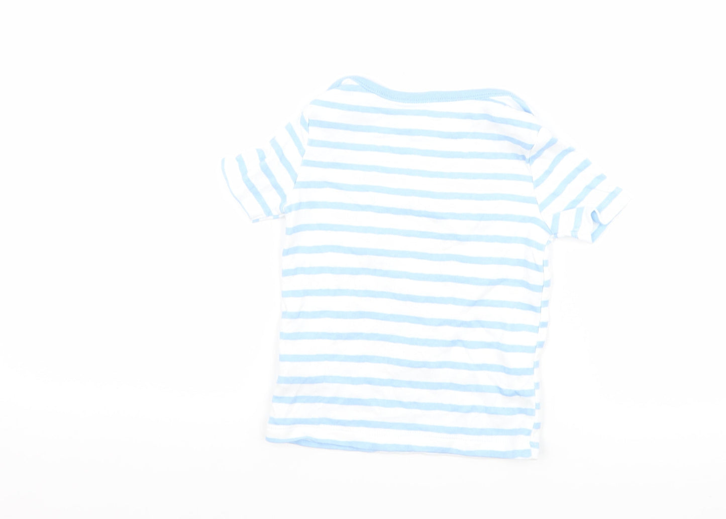 F&F Boys Blue Striped  Basic T-Shirt Size 12-18 Months  - Disney Mickey Mouse