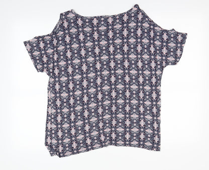 George Womens Ivory Geometric  Basic T-Shirt Size 14
