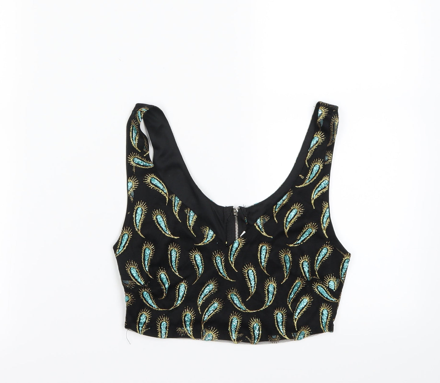 Womens UK Size S Preworn Black Cropped Tank