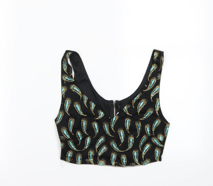 Womens UK Size S Preworn Black Cropped Tank