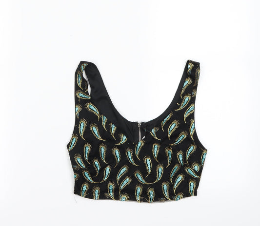 Womens UK Size S Preworn Black Cropped Tank