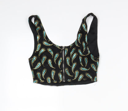 Womens UK Size S Preworn Black Cropped Tank