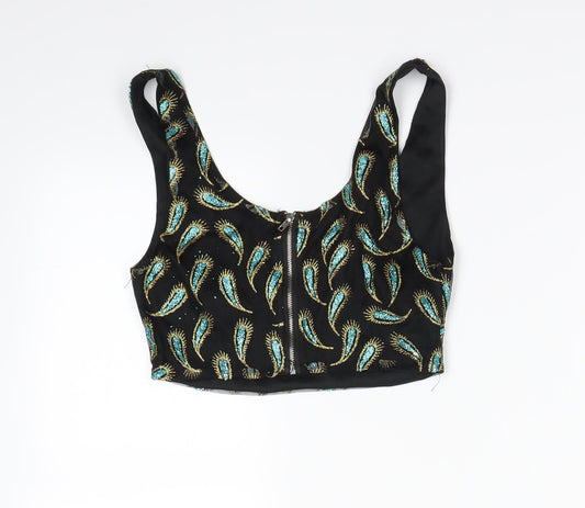 Womens UK Size S Preworn Black Cropped Tank