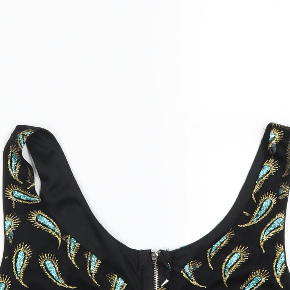 Womens UK Size S Preworn Black Cropped Tank