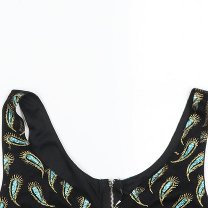Womens UK Size S Preworn Black Cropped Tank