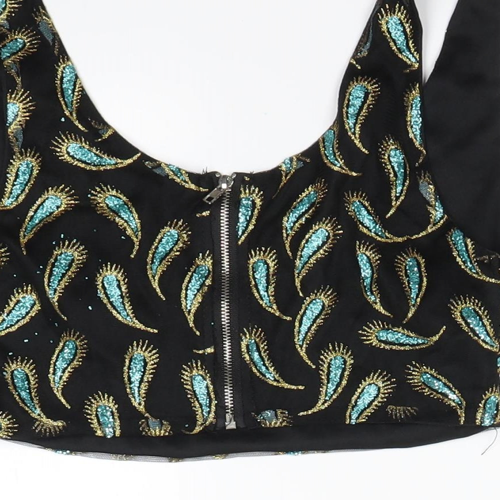 Womens UK Size S Preworn Black Cropped Tank