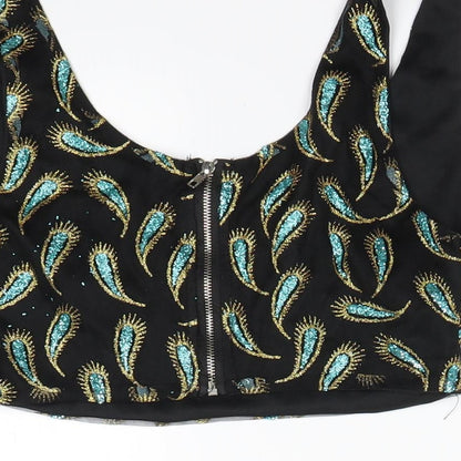 Womens UK Size S Preworn Black Cropped Tank