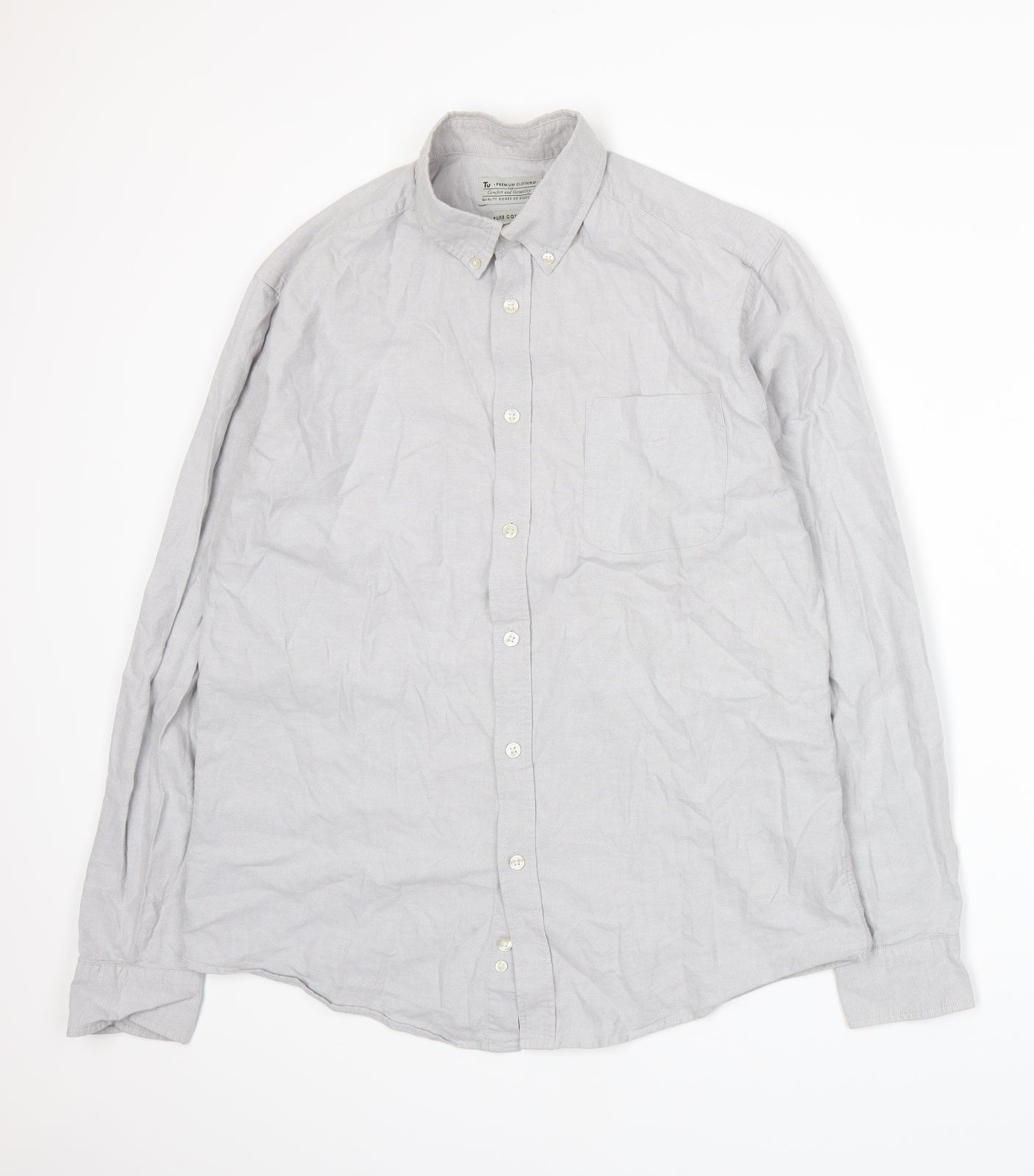 TU Mens Grey    Button-Up Size M