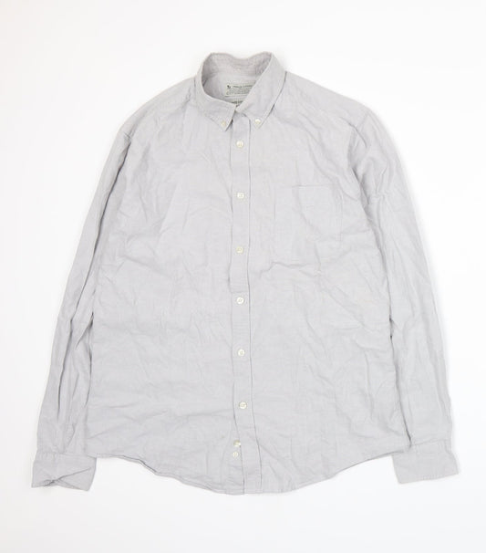TU Mens Grey    Button-Up Size M