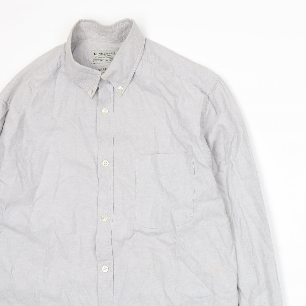 TU Mens Grey    Button-Up Size M