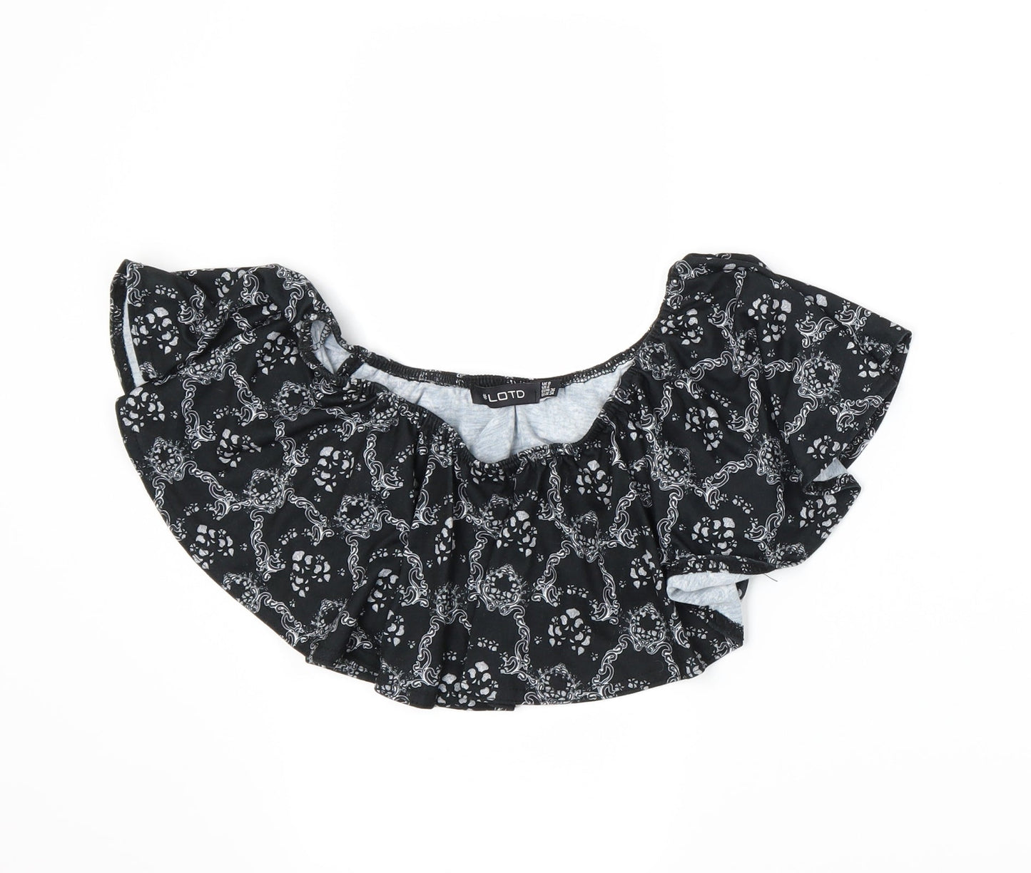 #LOTD Womens Black Paisley  Cropped T-Shirt Size 8