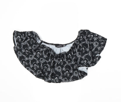 #LOTD Womens Black Paisley  Cropped T-Shirt Size 8