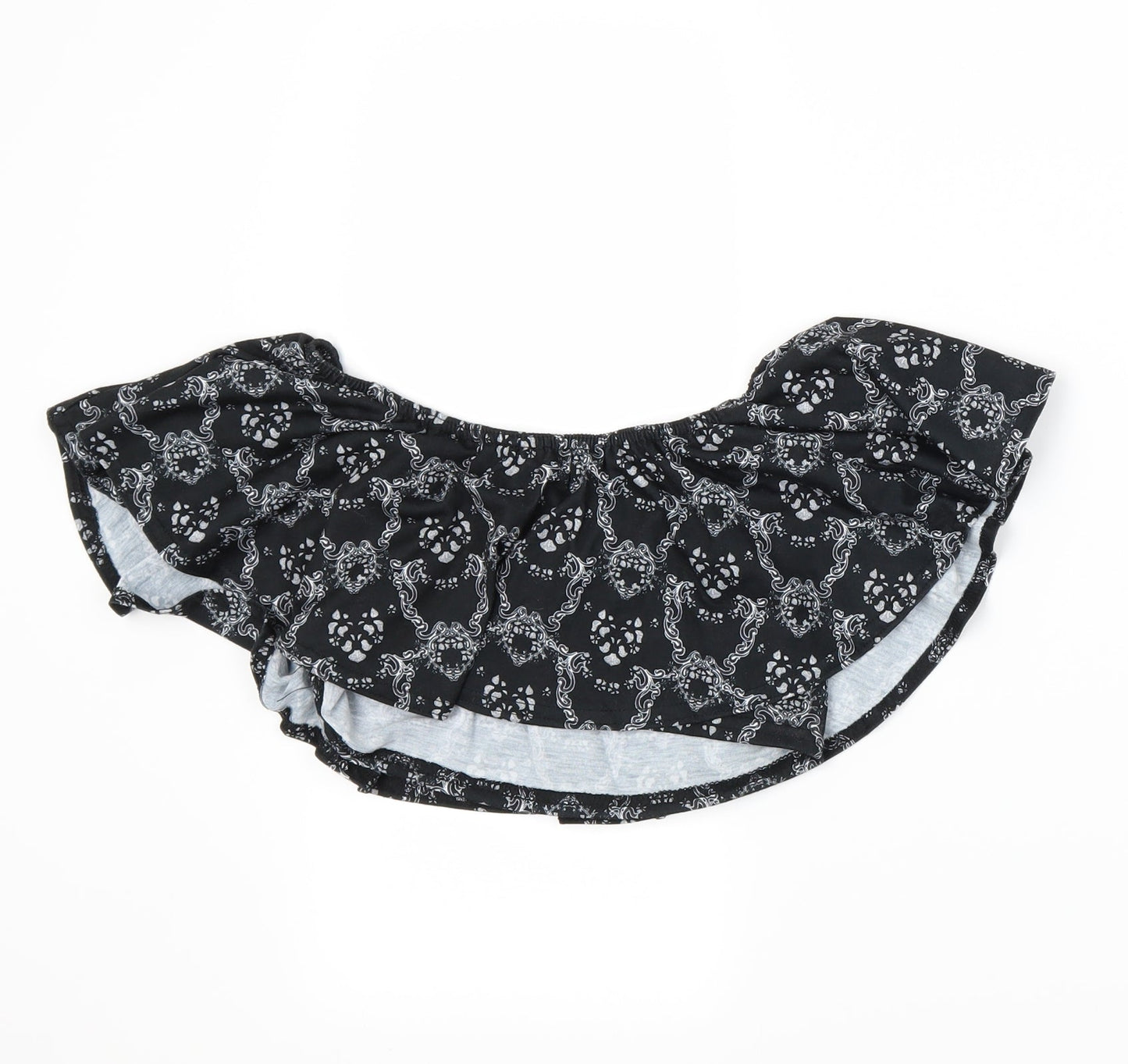 #LOTD Womens Black Paisley  Cropped T-Shirt Size 8
