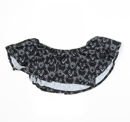 #LOTD Womens Black Paisley  Cropped T-Shirt Size 8