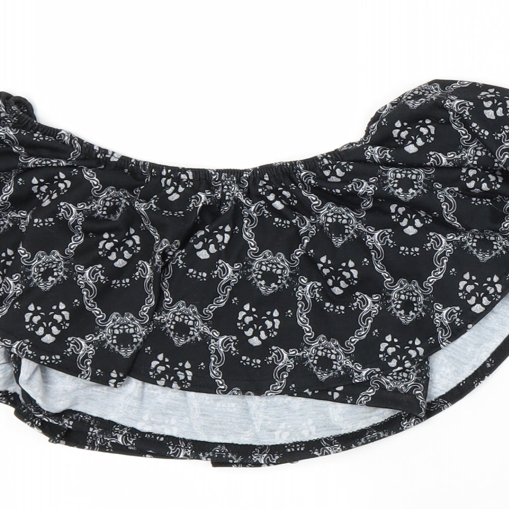 #LOTD Womens Black Paisley  Cropped T-Shirt Size 8