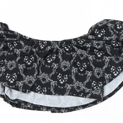 #LOTD Womens Black Paisley  Cropped T-Shirt Size 8