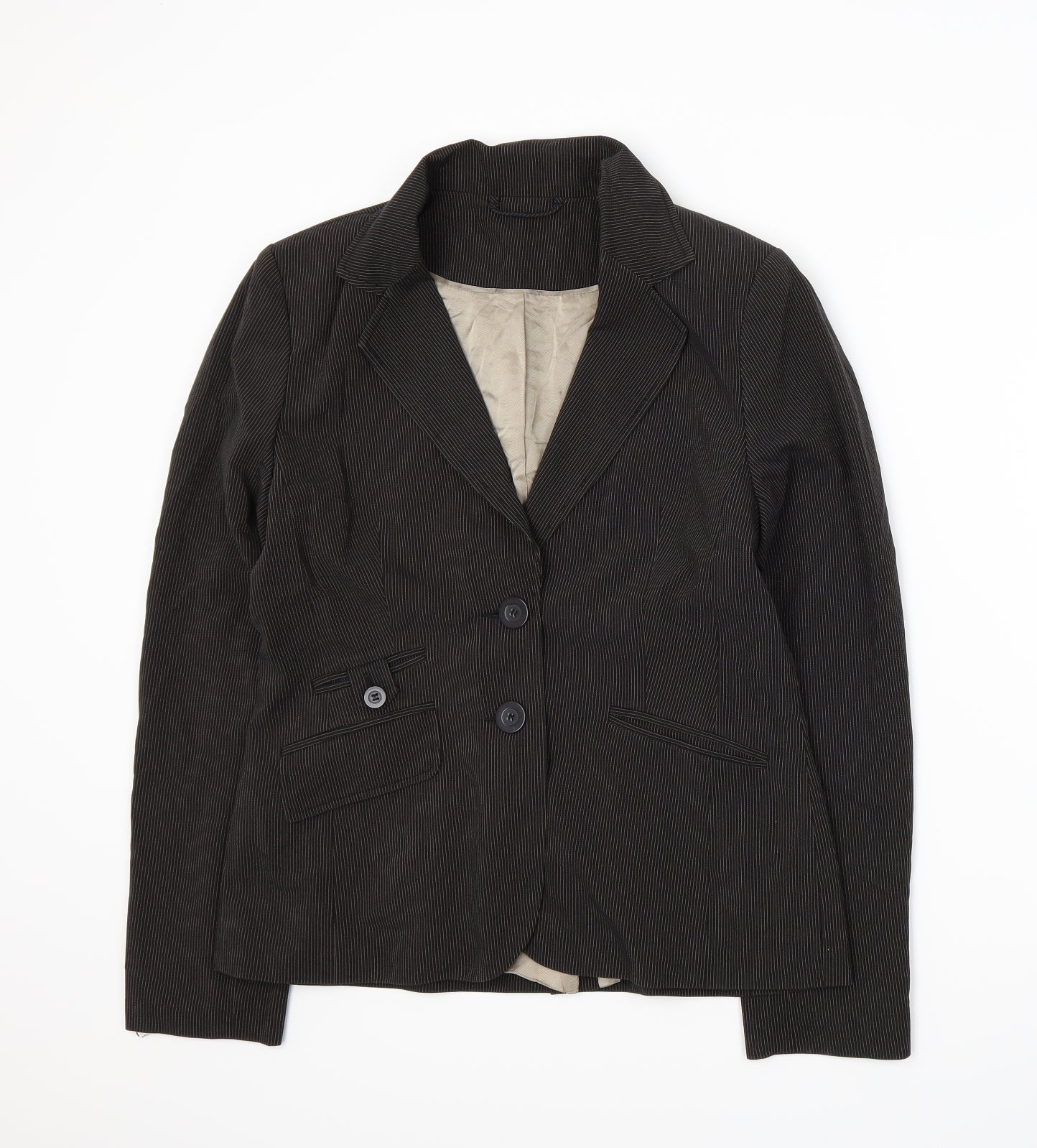 New Look Womens Black Striped  Jacket Suit Jacket Size 14