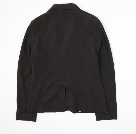 New Look Womens Black Striped  Jacket Suit Jacket Size 14