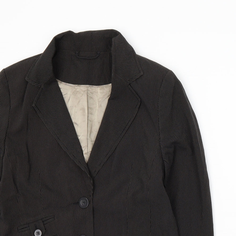New Look Womens Black Striped  Jacket Suit Jacket Size 14