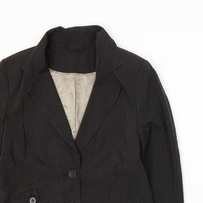 New Look Womens Black Striped  Jacket Suit Jacket Size 14