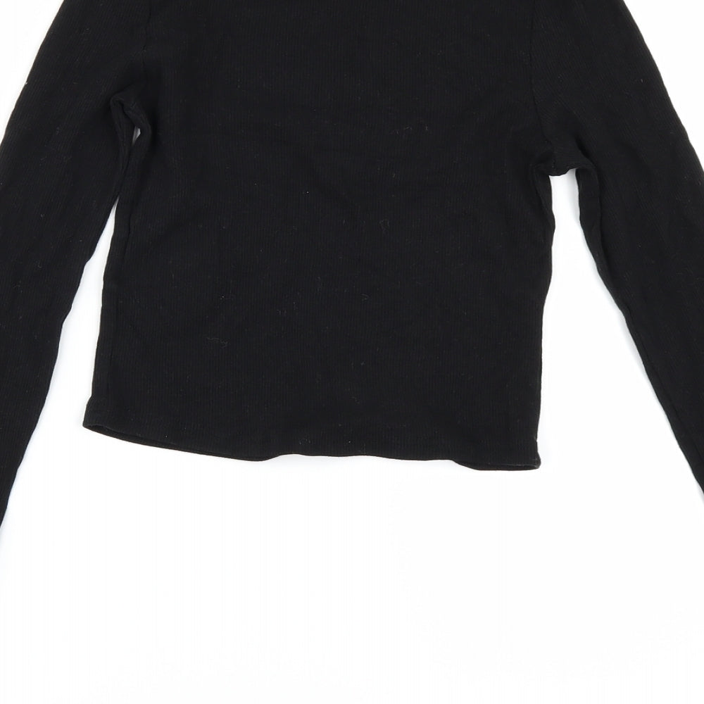 Womens UK Size XS H&M Black Basic T-Shirt