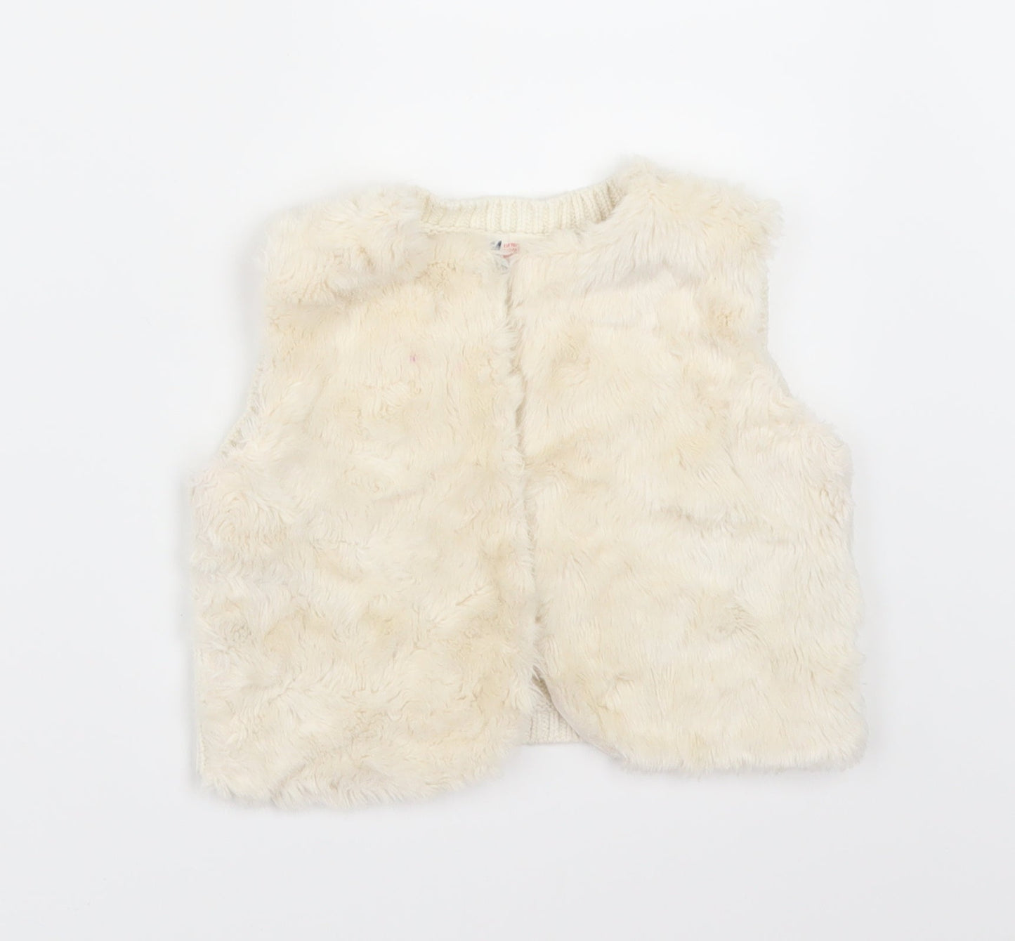 H&M Girls Ivory   Jacket Waistcoat Size 3-4 Years  - fur front