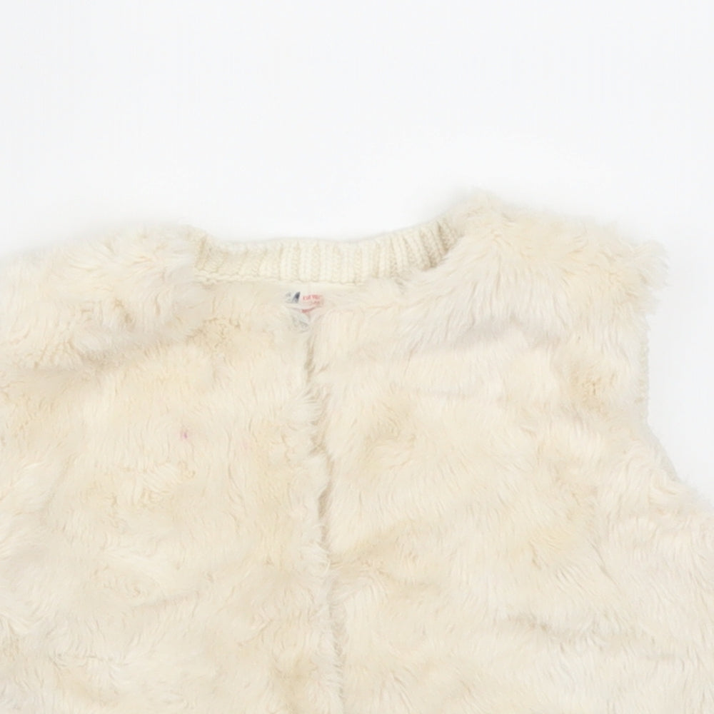 H&M Girls Ivory   Jacket Waistcoat Size 3-4 Years  - fur front