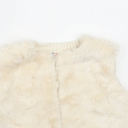 H&M Girls Ivory   Jacket Waistcoat Size 3-4 Years  - fur front