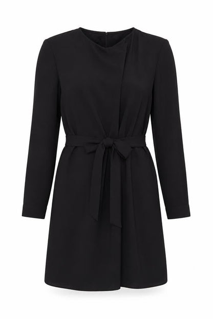 Front view of Jaqueline deYong women’s black shirt dress, size UK 4