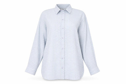 Jumpers Womens Blue Check  Tunic Button-Up Size M