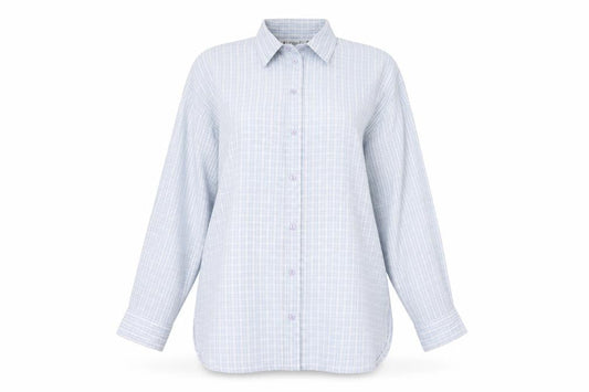 Jumpers Womens Blue Check  Tunic Button-Up Size M