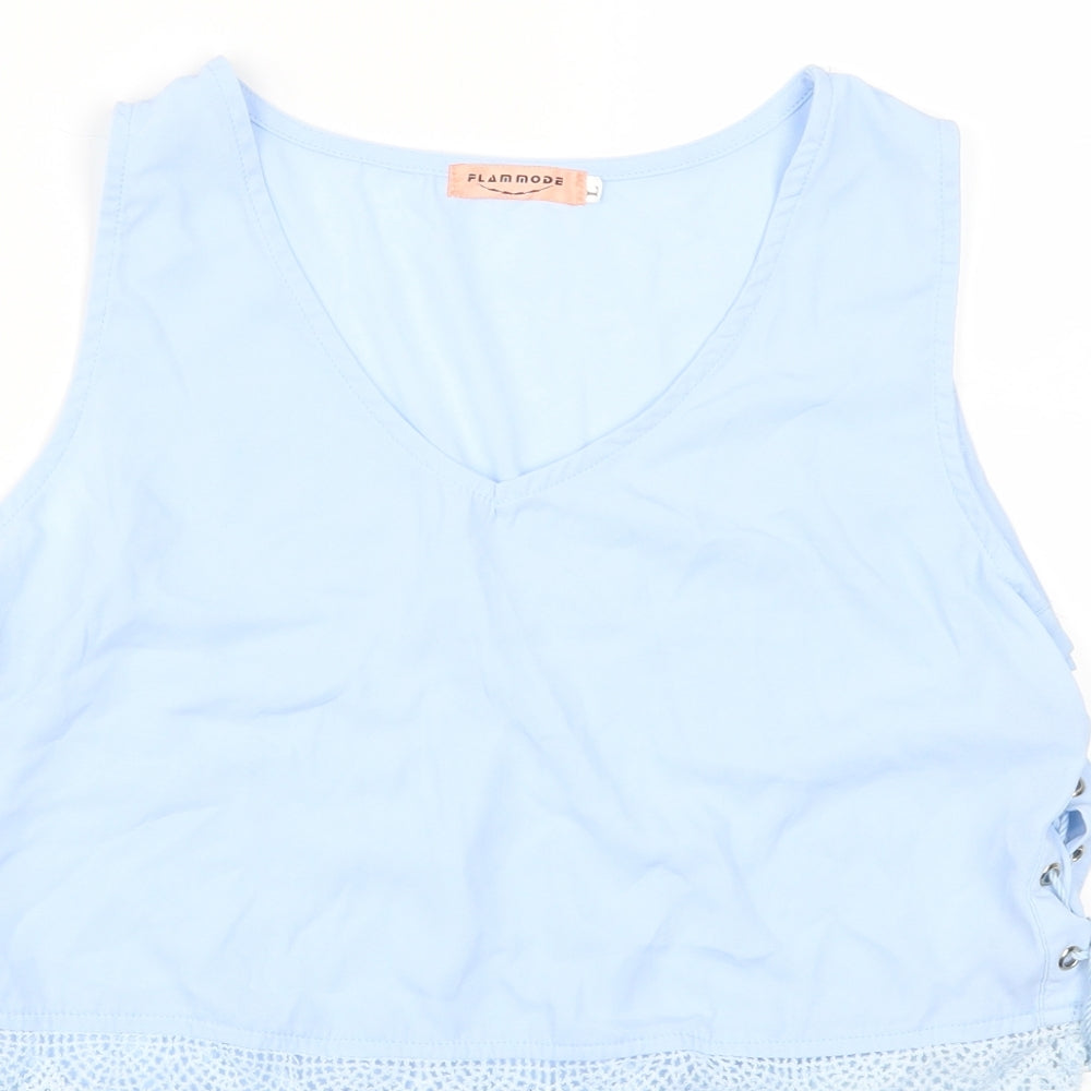Womens UK Size L Flammode Blue Basic Tank