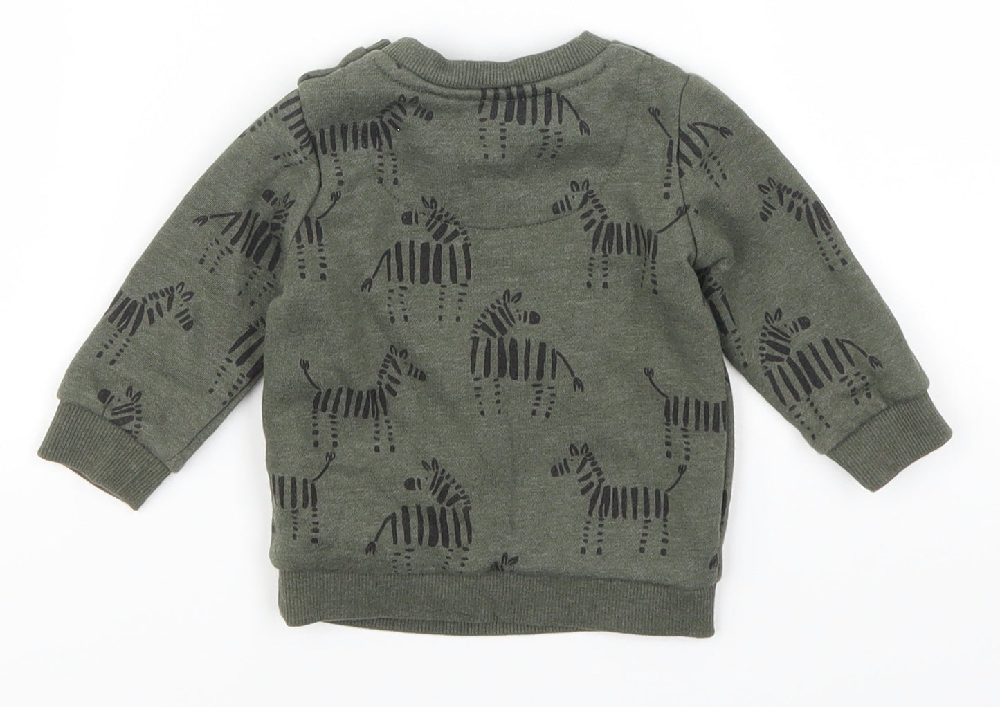 Fred & Flo Boys Green Animal Print  Basic T-Shirt Size 0-3 Months  - Zebra