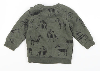 Fred & Flo Boys Green Animal Print  Basic T-Shirt Size 0-3 Months  - Zebra
