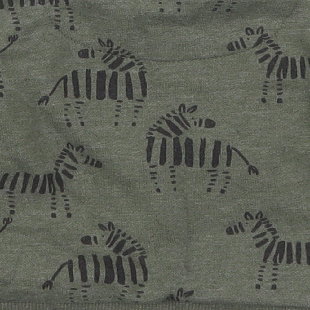 Fred & Flo Boys Green Animal Print  Basic T-Shirt Size 0-3 Months  - Zebra
