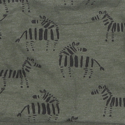 Fred & Flo Boys Green Animal Print  Basic T-Shirt Size 0-3 Months  - Zebra