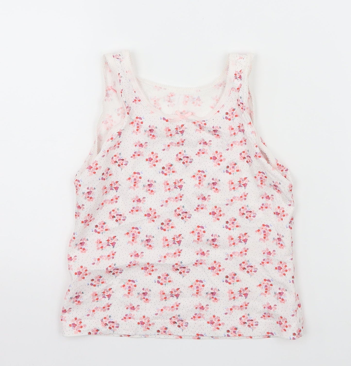 George Girls White Floral Jersey Basic Tank Size 3-4 Years