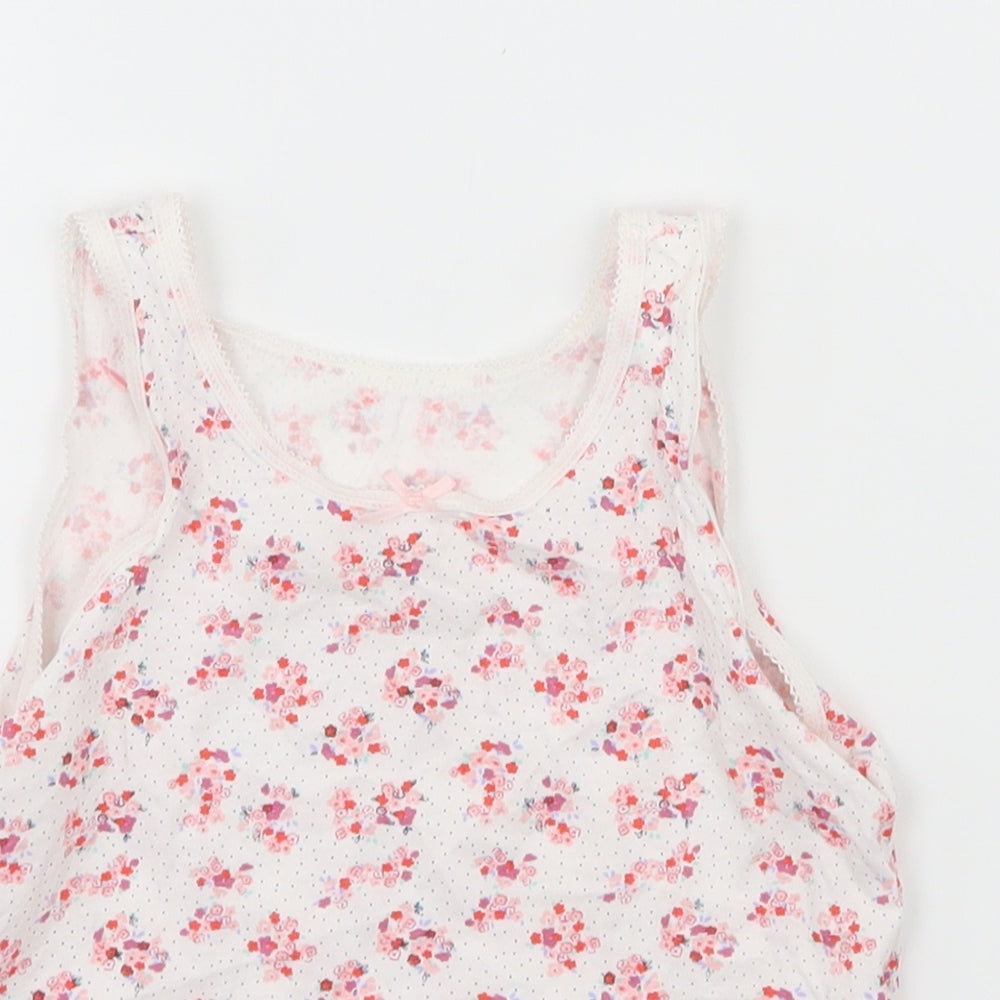 George Girls White Floral Jersey Basic Tank Size 3-4 Years