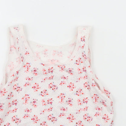 George Girls White Floral Jersey Basic Tank Size 3-4 Years