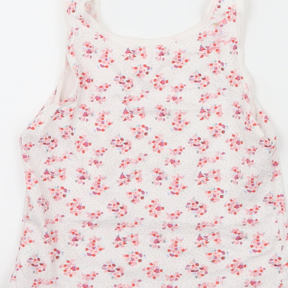 George Girls White Floral Jersey Basic Tank Size 3-4 Years