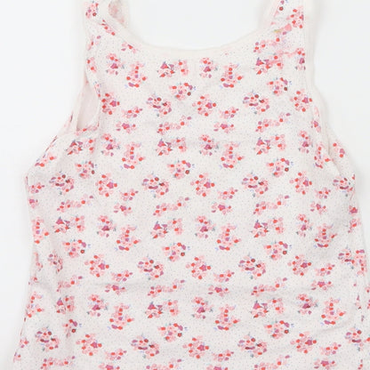 George Girls White Floral Jersey Basic Tank Size 3-4 Years