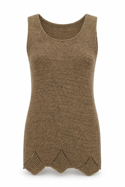Bisou Womens Brown  Knit Basic Tank Size M