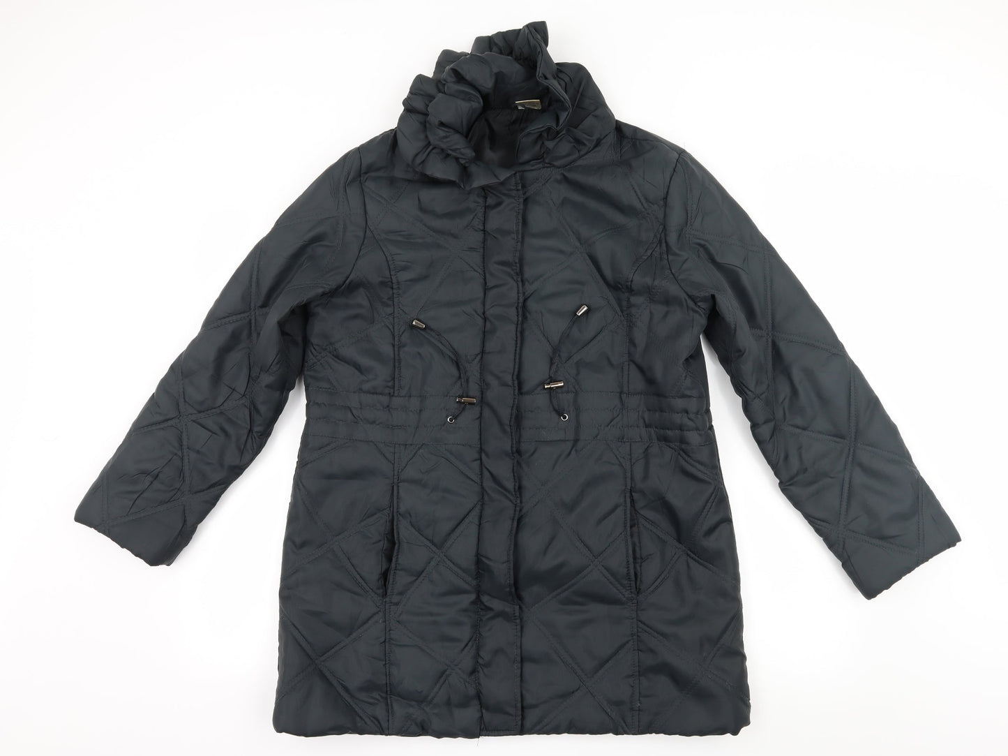 Womens UK Size 10 Preworn Black Overcoat