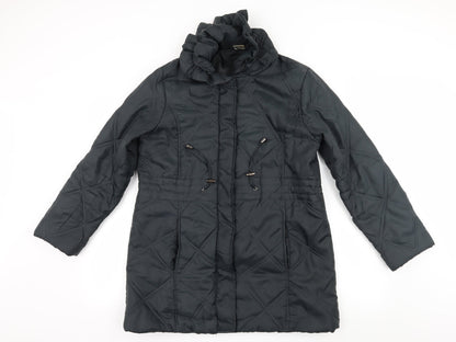Womens UK Size 10 Preworn Black Overcoat